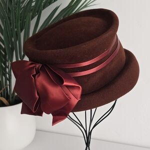 Vintage Andre Canadian Hat, Victorian Steampunk Style Womens Top Hat, Satin Bow